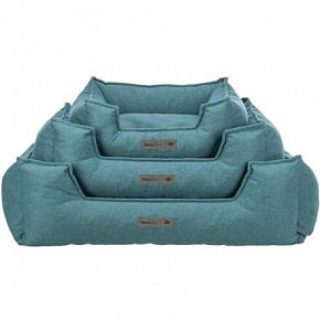 Legowisko GANO, prostokątne z poduszkowym brzegiem, tkanina, naftowy