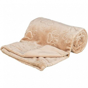 Puszysty koc BARRY, dwuwarstwowy aksamit, beżowy