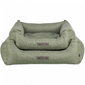 Legowisko MATTEO, prostokątne z poduszkowym brzegiem, tkanina, oliwkowo zielone