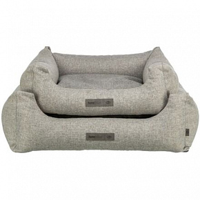 Legowisko MATTEO, prostokątne z poduszkowym brzegiem, tkanina, jasnoszary