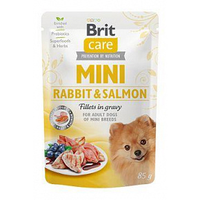 Brit Care Dog Mini Filety z królika i łososia w sosie 85g Brit Care Dog Mini Filety z królika i łososia w sosie 85g