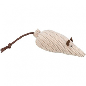 Myszka tkana z kocimiętką, 12 cm, beżowa