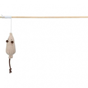 Wędka z myszką, kocimiętka, drewno/tkanina, 40 cm
