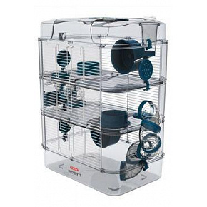 Klatka dla chomika Rody 3 TRIO niebieska 41x27x53cm Zolux Klatka dla chomika Rody 3 TRIO niebieska 41x27x53cm Zolux