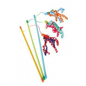 Zabawka wędka dla kota Ribbon fishing mix kolorów Zolux