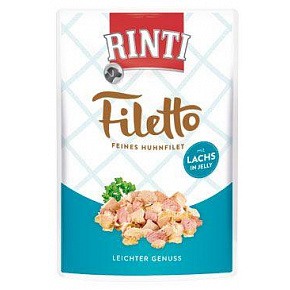 Rinti Dog Filetto saszetka kurczak+łosoś w galarecie 100g Rinti Dog Filetto saszetka kurczak+łosoś w galarecie 100g