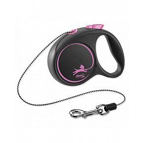 Smycz FLEXI Black Design z linką 5m/12kg różowa