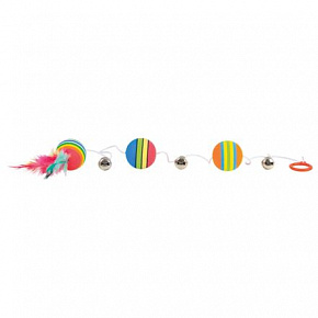 Tęczowe piłeczki na sznurku z dzwoneczkami 3,5 cm/80 cm Tęczowe piłeczki na sznurku z dzwoneczkami 3,5 cm/80 cm