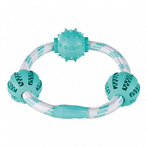 DentaFun bawełniany krąg z 3 piłkami, o 20 cm/o 5 cm, naturalna guma