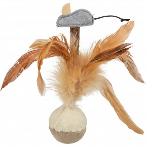 Piszczałka z piórami i myszką 15 cm Piszczałka z piórami i myszką 15 cm