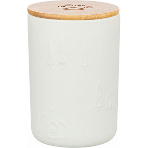 Świąteczny pojemnik na smakołyki, o wymiarach 13 × 19 cm, ceramika/drewno, biały Świąteczny pojemnik na smakołyki, o wymiarach 13 × 19 cm, ceramika/drewno, biały