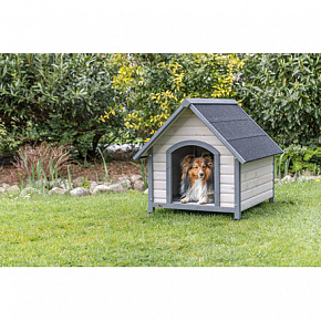 Natura buda dla psa z dwuspadowym dachem, M-L: 83 x 87 x 101 cm, szara