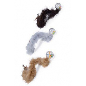 Zabawka dla kota Piłka grzechocząca z piórkowym ogonem 45cm KAR