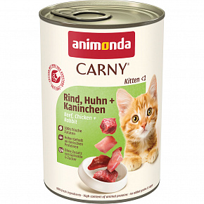 ANIMONDA puszka CARNY Kitten - wołowina, kurczak, królik 400g ANIMONDA puszka CARNY Kitten - wołowina, kurczak, królik 400g