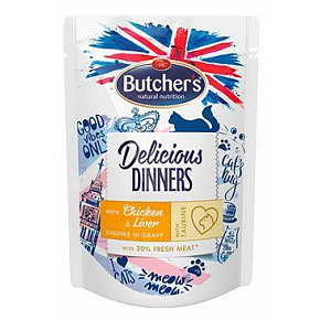 Butcher's Cat Delic.Dinners kurczak+wątróbka kieszonka 100g Butcher's Cat Delic.Dinners kurczak+wątróbka kieszonka 100g
