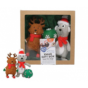 Zabawka DUVO+ Świąteczne pudełko prezentowe dla psa 3 zabawki Zabawka DUVO+ Świąteczne pudełko prezentowe dla psa 3 zabawki