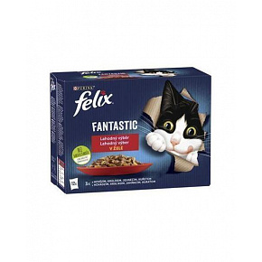 Nestlé FELIX Fantastic cat Multipack wołowina, drób, zielona fasolka & jagnięcina, kurczak, pomidory & indyk, kaczka w galarecie saszetka 12x85 g Nestlé FELIX Fantastic cat Multipack wołowina, drób, zielona fasolka & jagnięcina, kurczak, pomidory & indyk, kaczka w galarecie saszetka 12x85 g