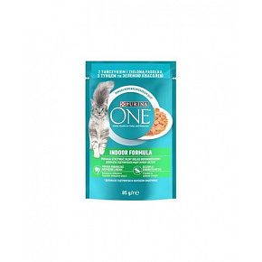 Nestle PURINA ONE cat Indoor mini fileciki z tuńczykiem i zieloną fasolką w sosie 26x85g Nestle PURINA ONE cat Indoor mini fileciki z tuńczykiem i zieloną fasolką w sosie 26x85g