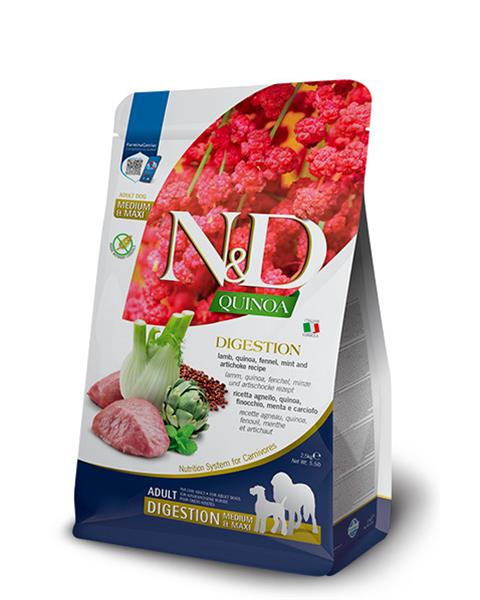 Farmina Pet Foods - N&D Farmina N&D dog QUINOA (GF) adult medium & maxi, digestion, jagnięcina & koper włoski 2,5 kg