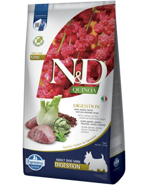 Farmina Pet Foods - N&D Farmina N&D dog QUINOA (GF) adult mini, digestion, jagnięcina i koper włoski 7 kg