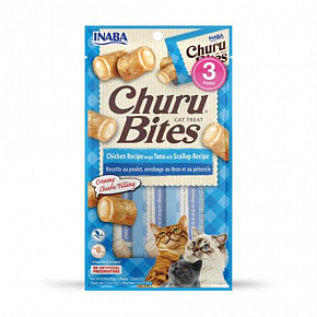Churu Cat Bites Kurczak owija Tuńczyka i Przegrzebki Przepis 3x10g Churu Cat Bites Kurczak owija Tuńczyka i Przegrzebki Przepis 3x10g