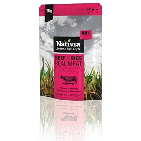 NATIVIA Dog Real Meat Beef & Rice 8 kg + DOSTAWA GRATIS
