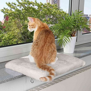 Pluszowe legowisko na parapet, św.szary 51x36 cm