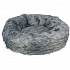 Okrągłe legowisko YELINA 55 cm długie włosie pluszowe, czarne/szare