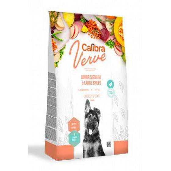 Calibra Dog Verve GF Junior M&L Kurczak&Kaczka 2kg