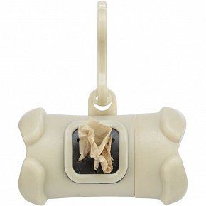 Plastowy pojemnik na woreczki na odchody, kształt KOŚĆ, w tym 1 rolka 15 sztuk Plastowy pojemnik na woreczki na odchody, kształt KOŚĆ, w tym 1 rolka 15 sztuk