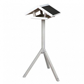 NATURA zewnętrzny karmnik z daszkiem, na trójnogu 1,15 m, 65 x 46 cm, drewno sosnowe, szary/biały