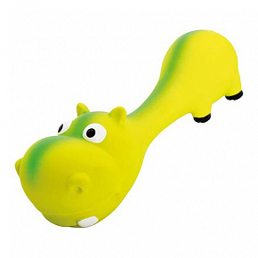 Hipopotam leżący - kształt hantli, z dźwiękiem, 22 cm, lateks, zielony, HipHop Dog