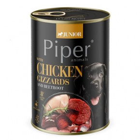 NEW PIPER JUNIOR z żołądkami drobiowymi i burakami, konserwa dla szczeniąt, 400 g