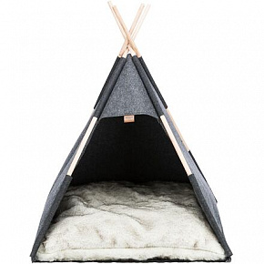 Namiot TIPI - schronienie w kształcie tipi, 70 x 70 x 70 cm, filc/drewno, antracyt