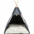 Namiot TIPI - schronienie w kształcie tipi, 70 x 70 x 70 cm, filc/drewno, antracyt