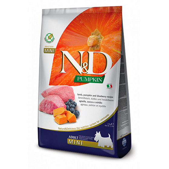 N&D Pumpkin DOG Adult Mini Lamb & Blueberry 7kg