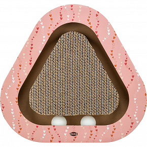 Drapak kartonowy VALENTINE trójkąt, z piłeczkami i kocimiętką, 36 x 5 x 36/36 cm, łosoś - OFERTA LIMITOWANA