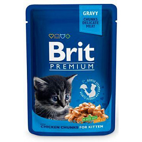 BRIT Premium cat Saszetka Kitten Chicken Chunks 100 g