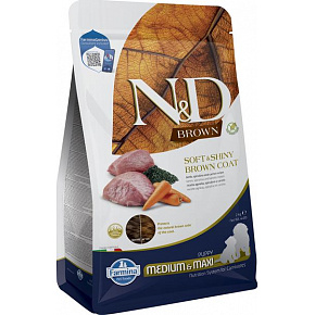 Farmina N&D dog BROWN (GF) puppy med/max, jagnięcina, spirulina i marchew, 2 kg