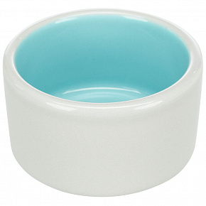 Ceramiczna miska z glazurą 100 ml/7 cm - biała/turkusowo-pomarańczowo-zielona