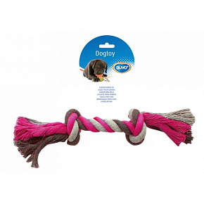 Zabawka DUVO+ Lina z 2 węzłami do przeciągania różowo-szaro-szara Large 35 cm