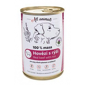 All Animals DOG konserwa. Mielona wołowina z ryżem 400g