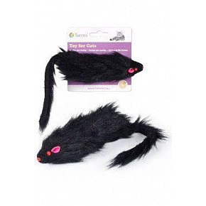 Zabawka kot Mysz czarna futrzana 15cm