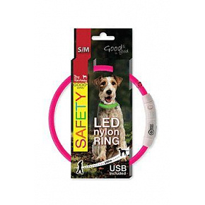 Obroża DOG FANTASY świetlna USB różowa 45cm 1szt