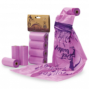 PetBuddy woreczki na odchody LAWENDA 4 rolki/ po 20 woreczków z nadrukiem i zapachem