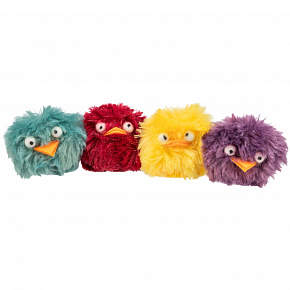 Futrzana grzechocząca piłeczka "ptaszek", o 6 cm, plusz, różne kolory
