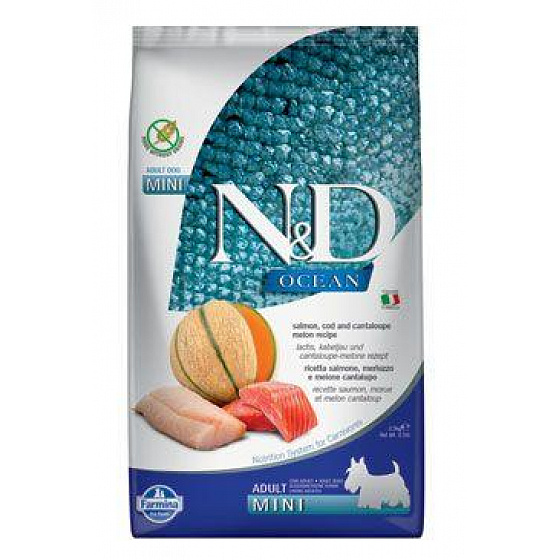 N&D OCEAN DOG Adult Mini Łosoś & Dorsz & Melon 2,5kg