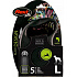 Smycz FLEXI Black Design L taśma 5m/50kg srebrna