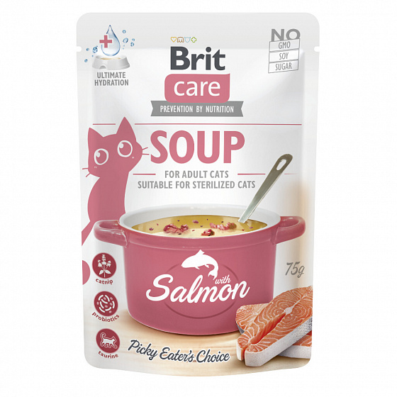 Brit Care Cat Soup z łososiem 75g