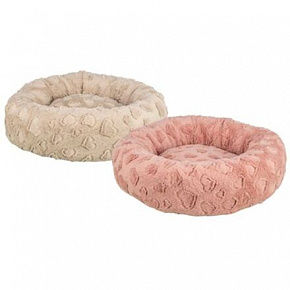 Legowisko AMOROSA, okrągłe z brzegiem, 50 cm, beżowy/stary róż - OFERTA LIMITOWANA